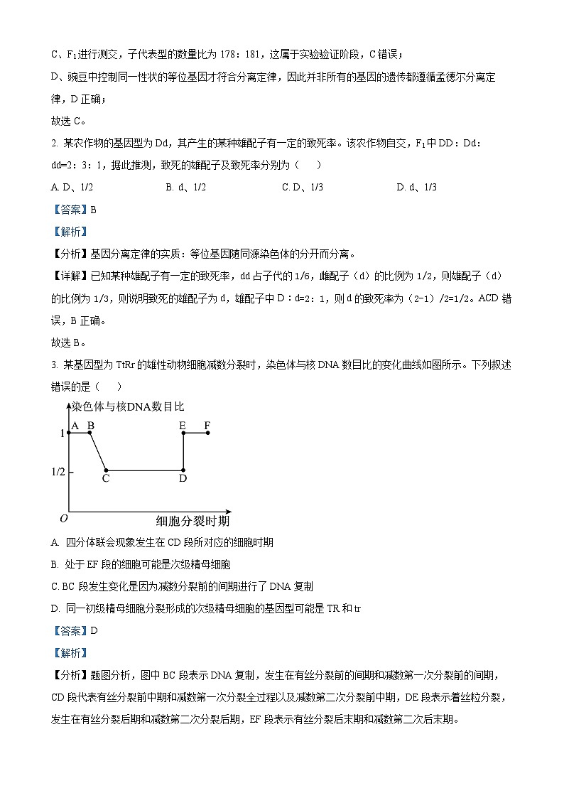 精品解析：河南省南阳地区2023-2024学年高一下学期生物期末适应性考试（解析版）第2页