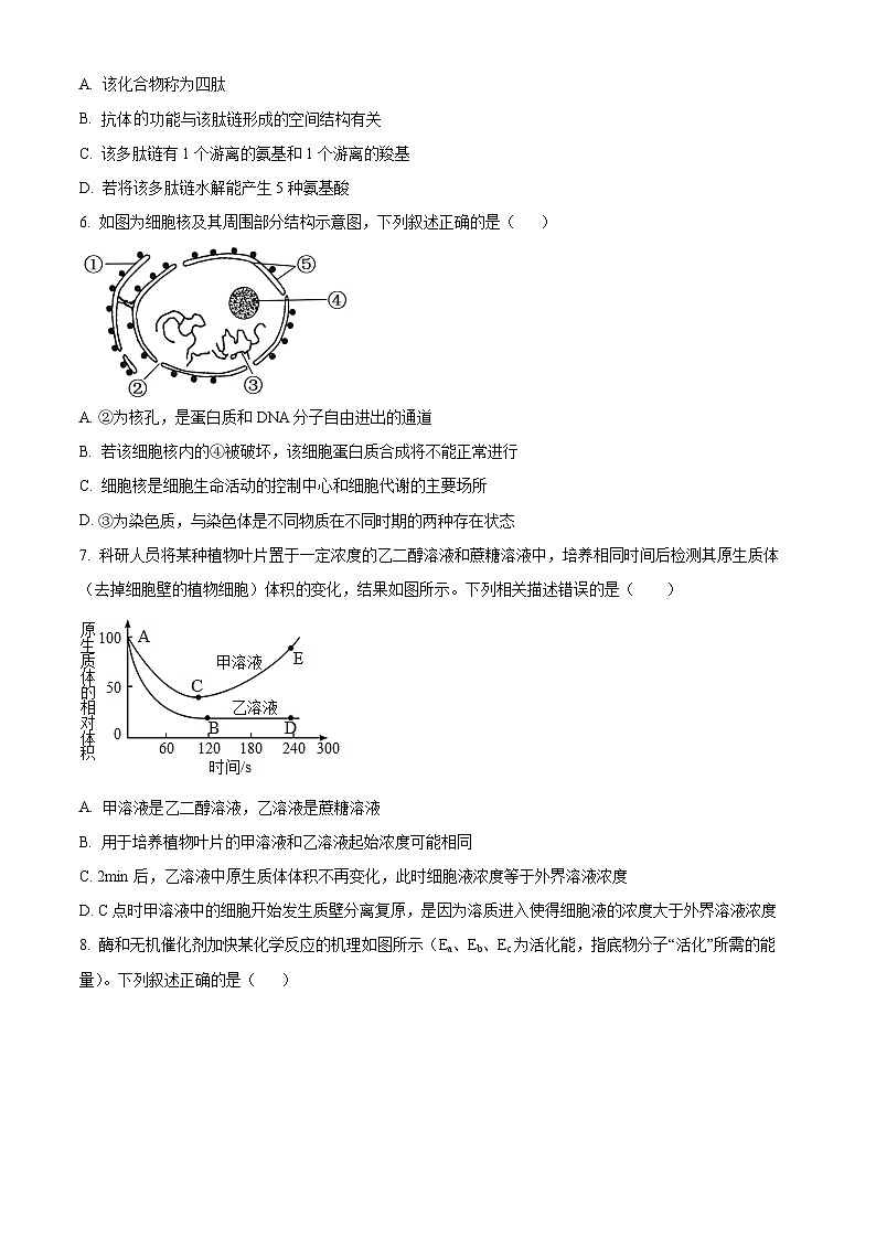 精品解析：江西省赣州市上犹县江西省上犹中学2024-2025学年高一下学期开学检测生物试题（原卷版）第2页