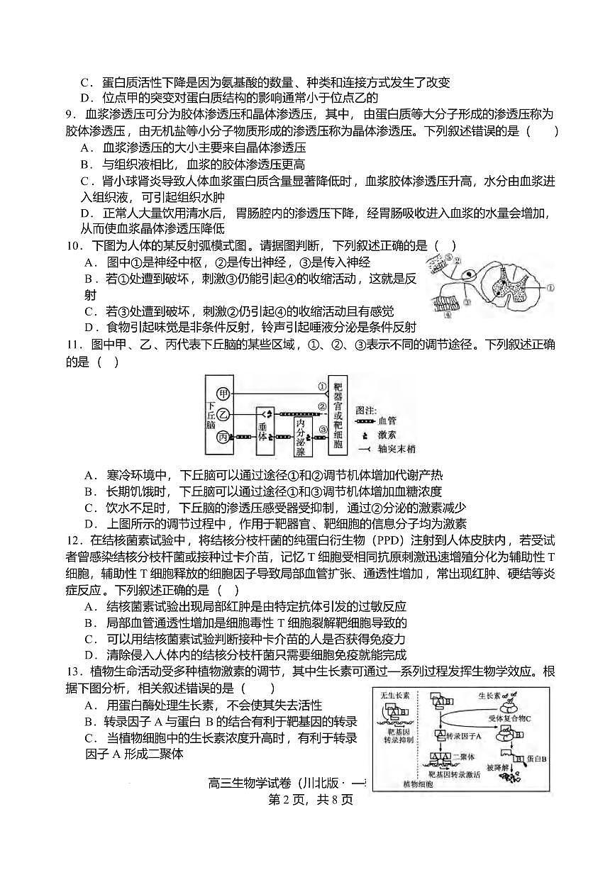 生物丨四川省字节精准教育联盟2026届高三上学期1月第二阶段学情调研测试试卷及答案第3页