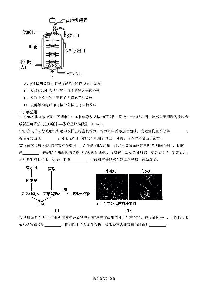 2023-2025北京重点校高二（下）期末生物汇编：发酵工程及其应用第3页