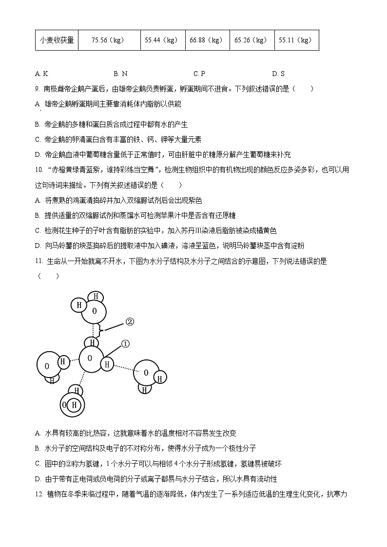 精品解析：四川省成都市树德中学2024-2025学年高一上学期10月月考生物试题（原卷版）第3页