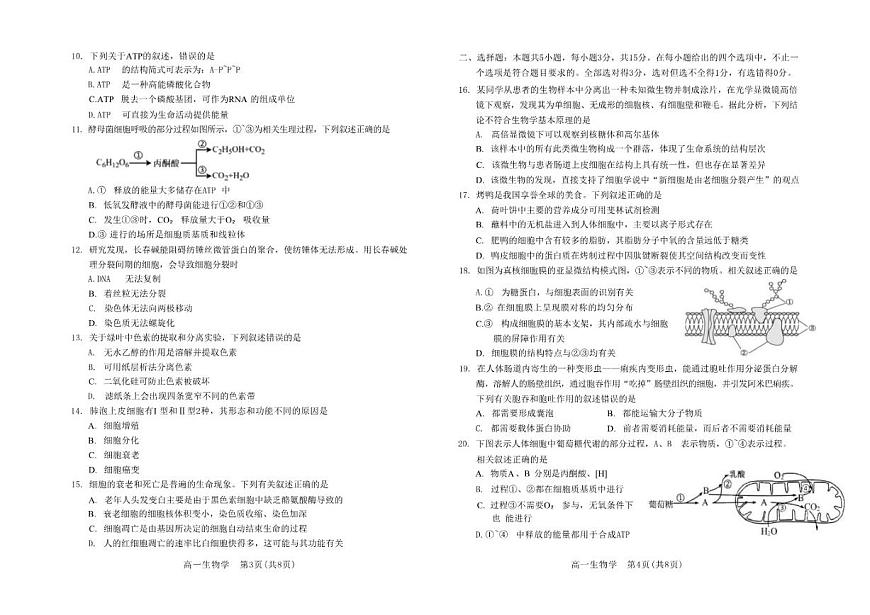 2025-2026学年吉林省普通高中友好学校联合体高一上学期期末生物试题（含答案）第2页