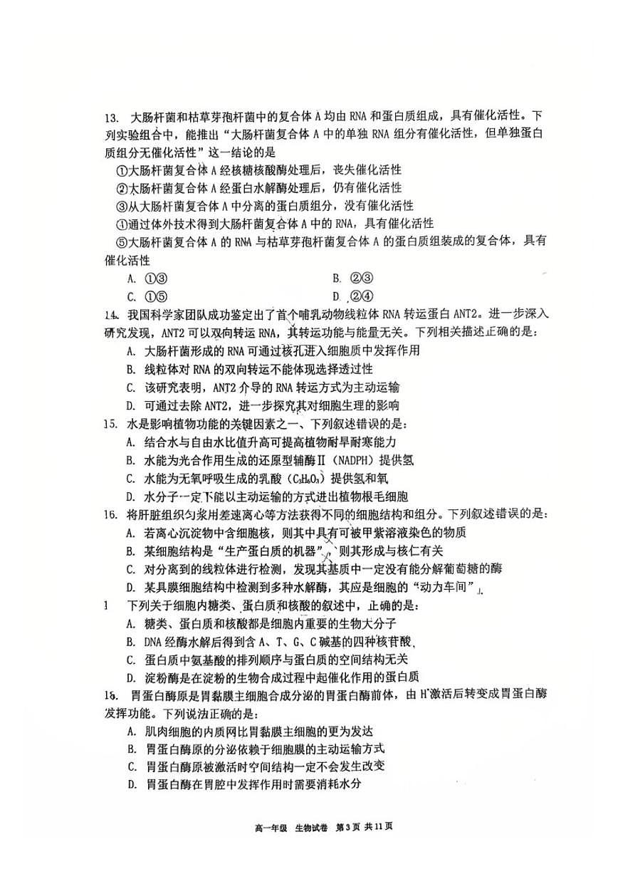 2025-2026学年辽宁省五校联考高一上期末生物试卷（含答案）第3页