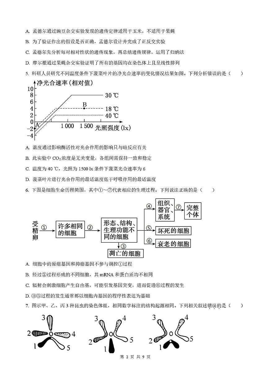 河北省唐山市一中第二次联考2025-2026学年高三上学期1月月考生物试题第2页