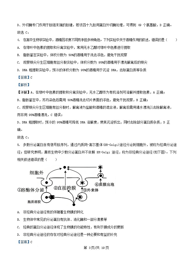 四川省绵阳市涪城区2026届高三生物上学期10月月考试题含解析第3页