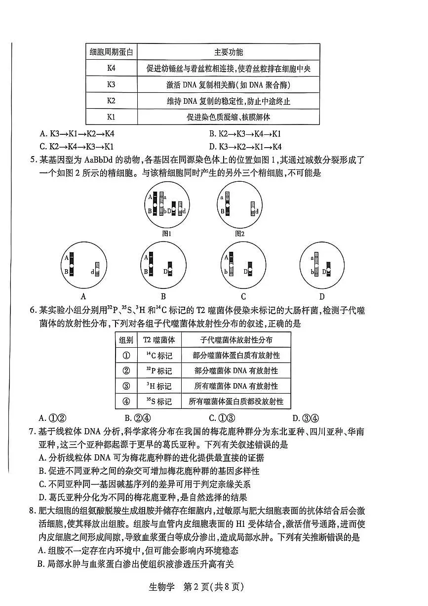 生物-河南新乡、鹤壁、安阳、焦作2026届高三上学期一模试卷及答案第2页