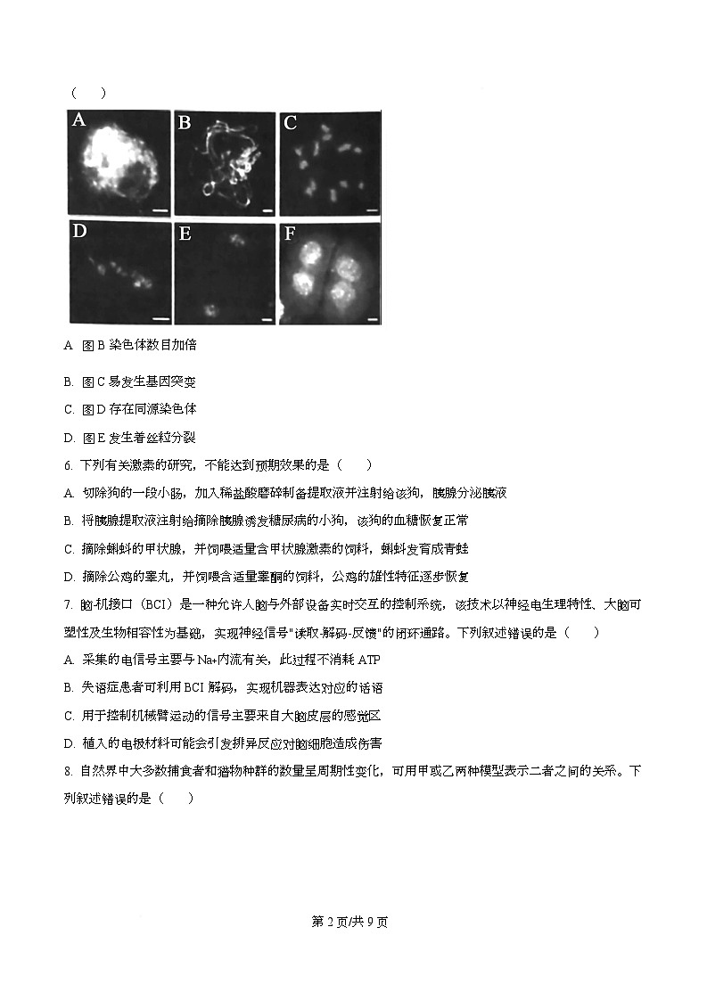 2026届广东省大湾区高三联合考试生物学试题（原卷版）第2页