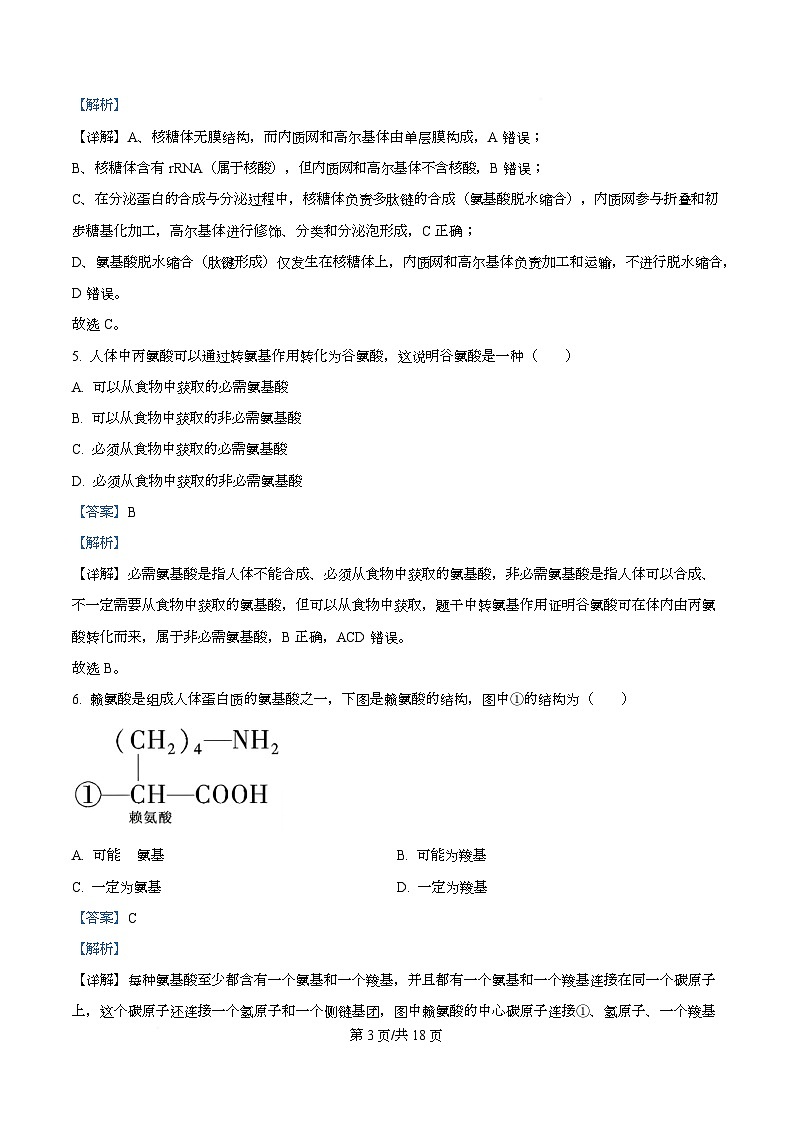 广东省领航高中联盟2025-2026学年高一上学期12月期中生物试题 Word版含解析第3页