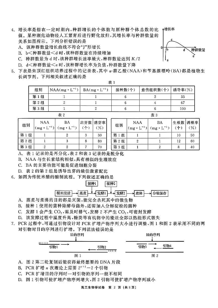 2025-2026学年黑龙江教育联盟高三上学期期末生物试题及答案第2页