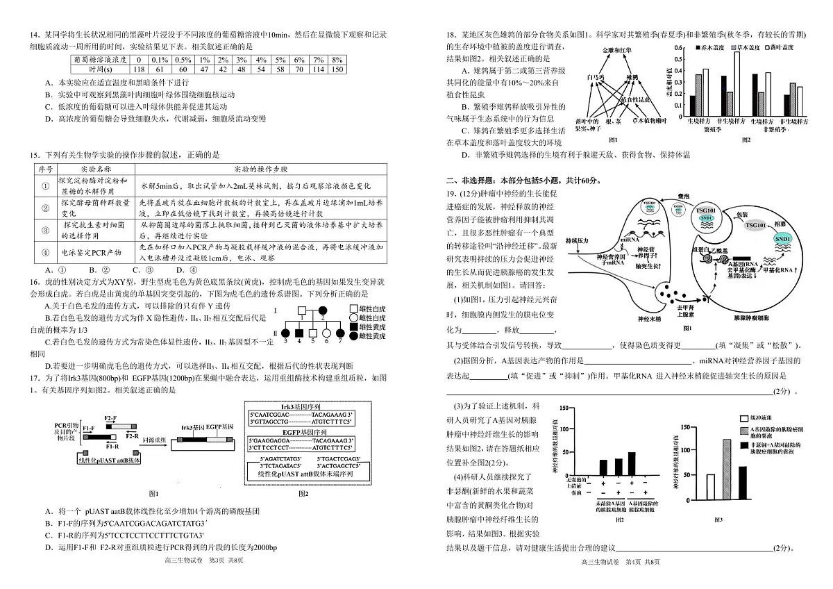 安徽省合肥一中2025-2026学年高三上学期1月考试 生物第2页