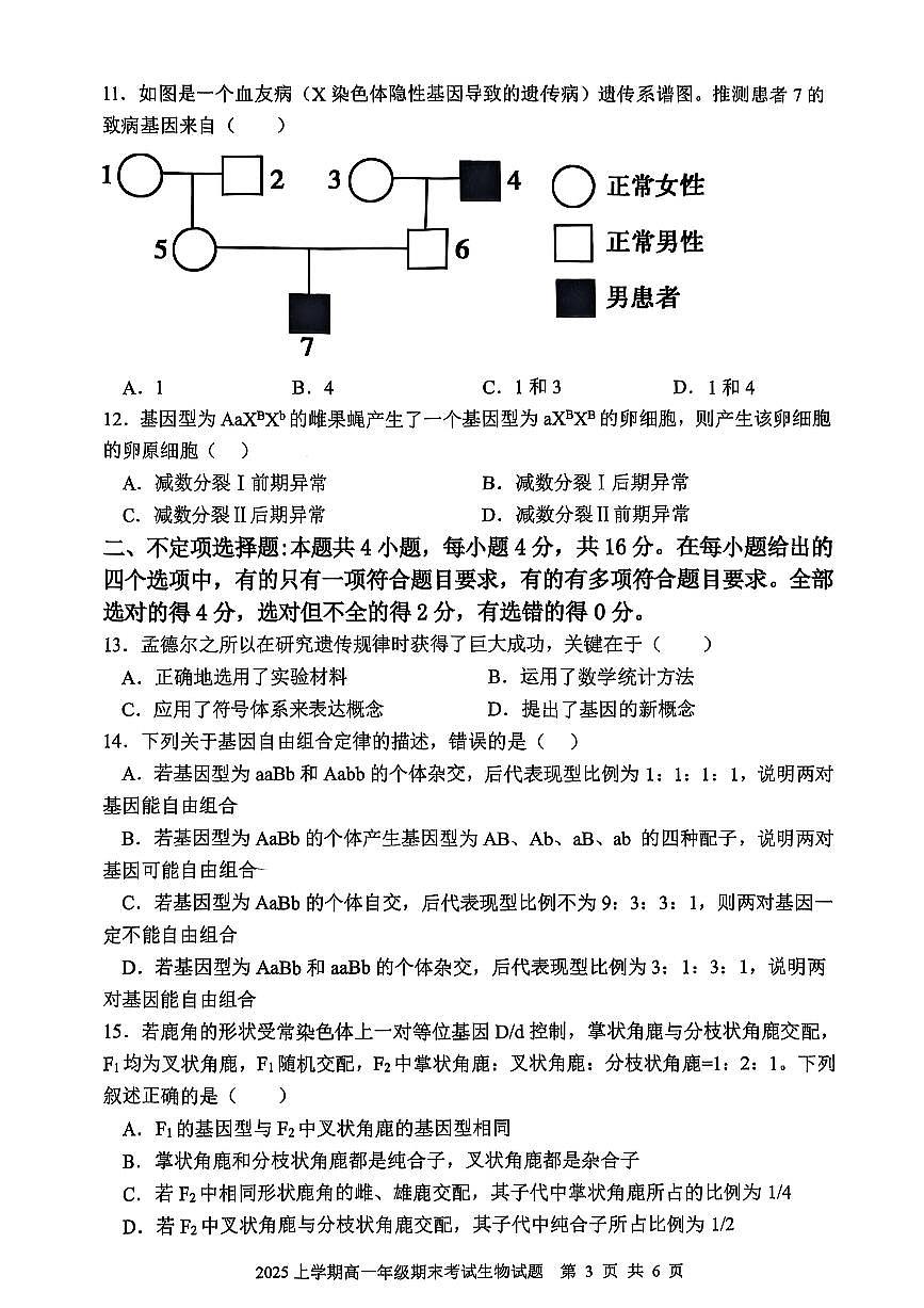 湖南省邵阳市邵东市联考2024-2025学年高一下学期7月期末生物试卷第3页