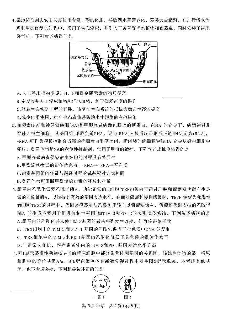 江西省部分高中2025-2026学年高三上学期1月联考生物试题（月考）第2页