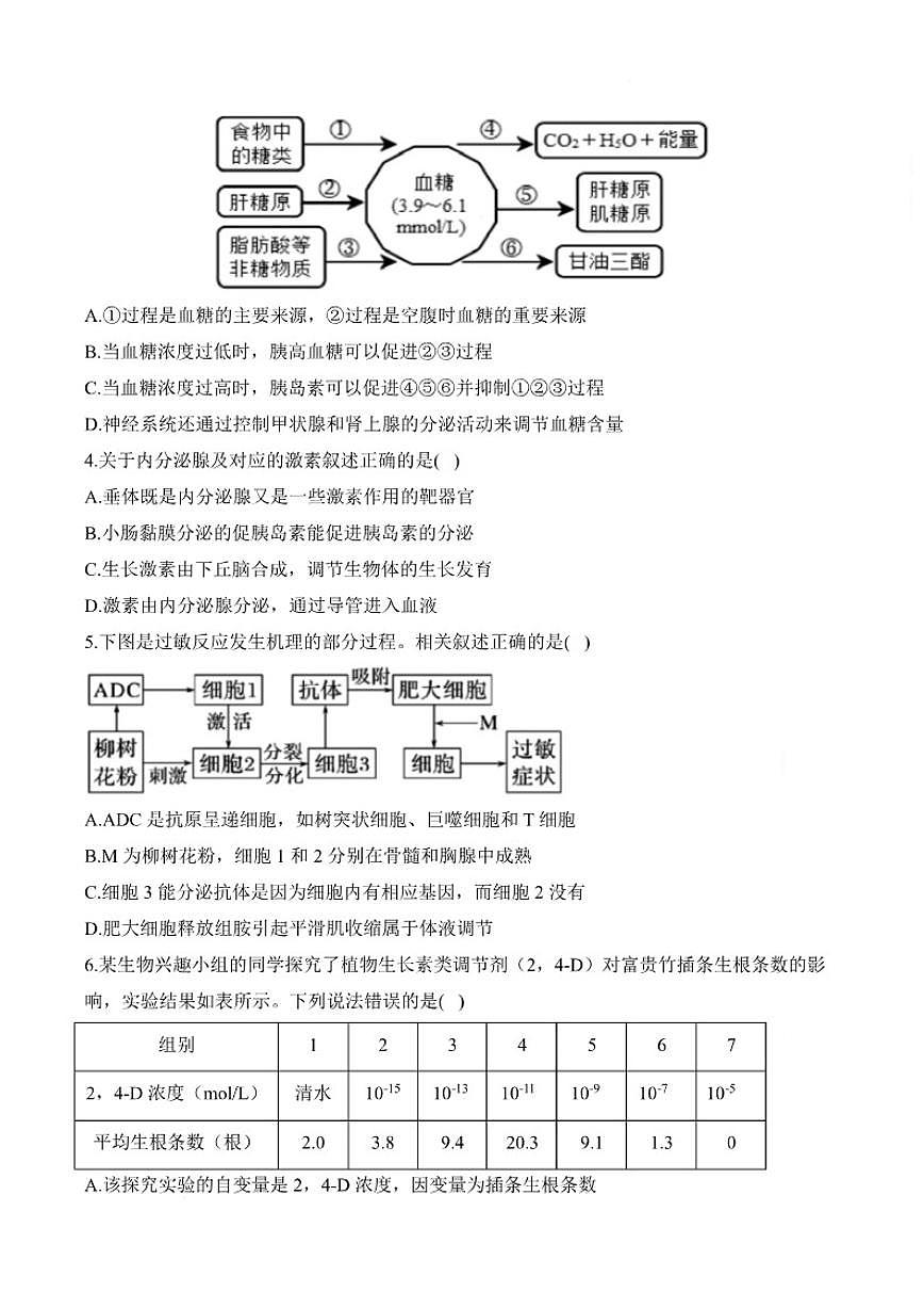 2025-2026学年湖南省衡阳市衡阳县第四中学高二上学期期末模拟综合测评生物（B）（含解析）试卷第3页