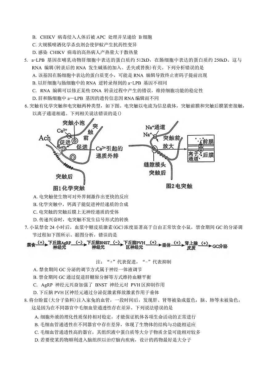 生物丨广东省惠州市2026届高三上学期第二次调研考试试卷及答案第2页