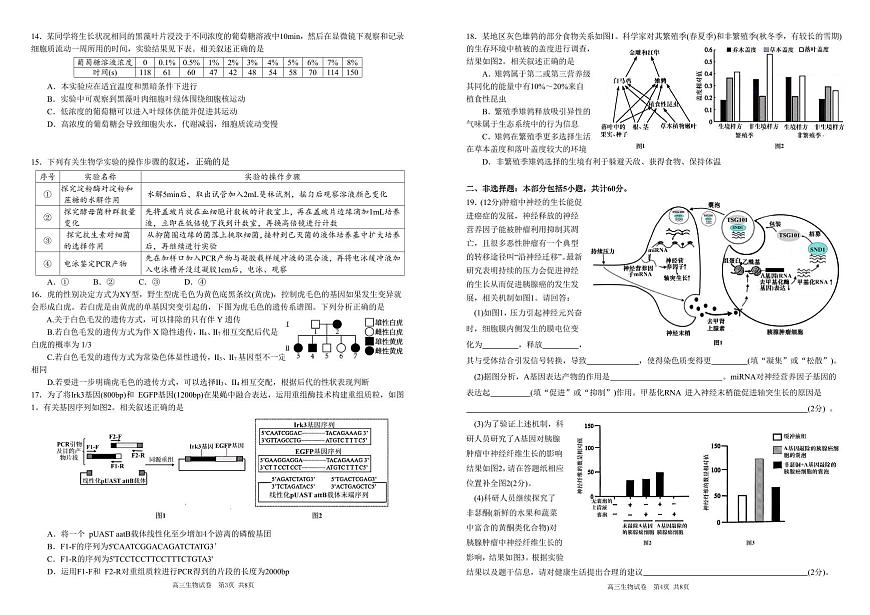 安徽省合肥一中2025-2026学年高三上学期1月考试 生物试卷+答案第2页