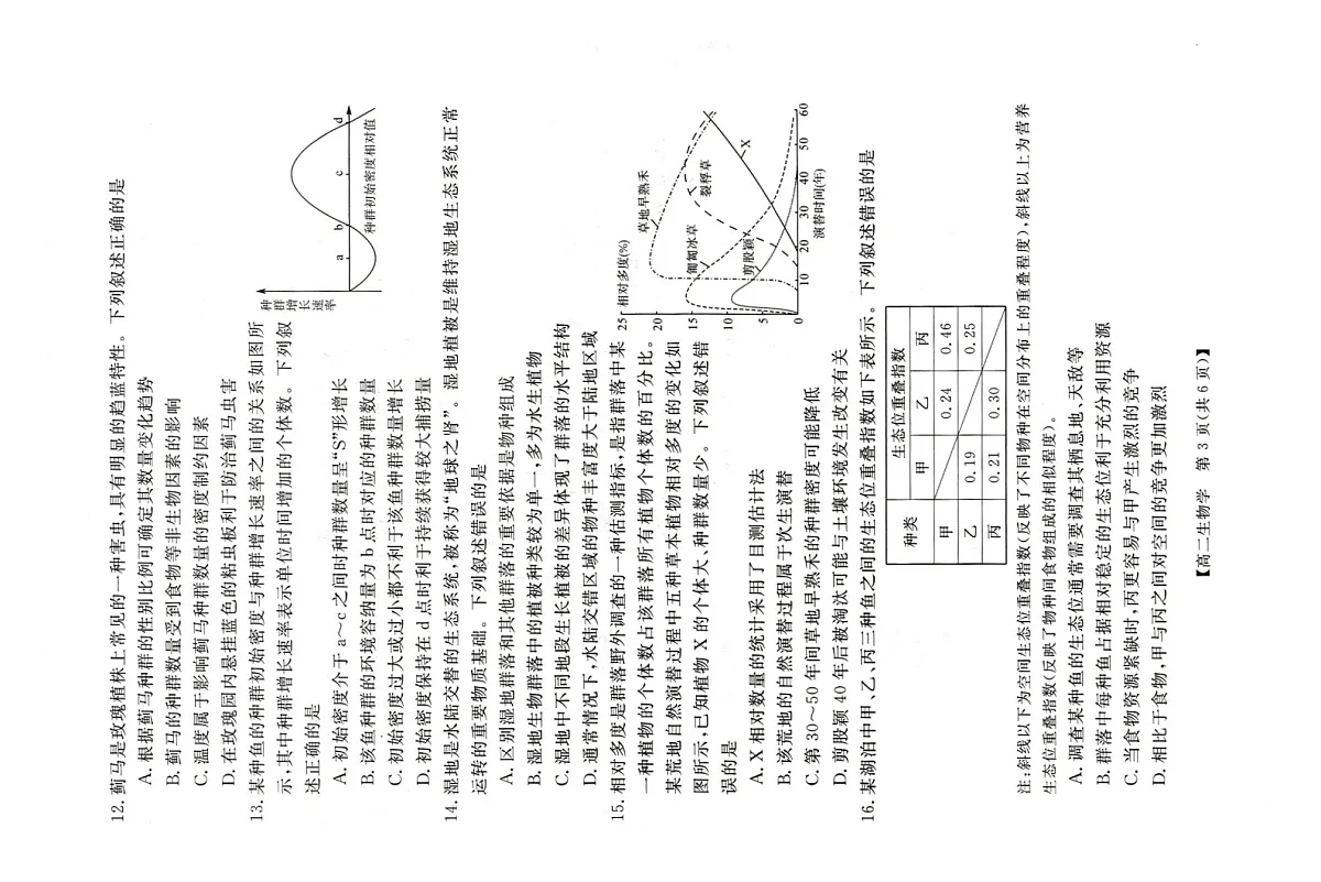 河南省周口市重点高中2025-2026学年高二上学期1月月考生物试题第3页