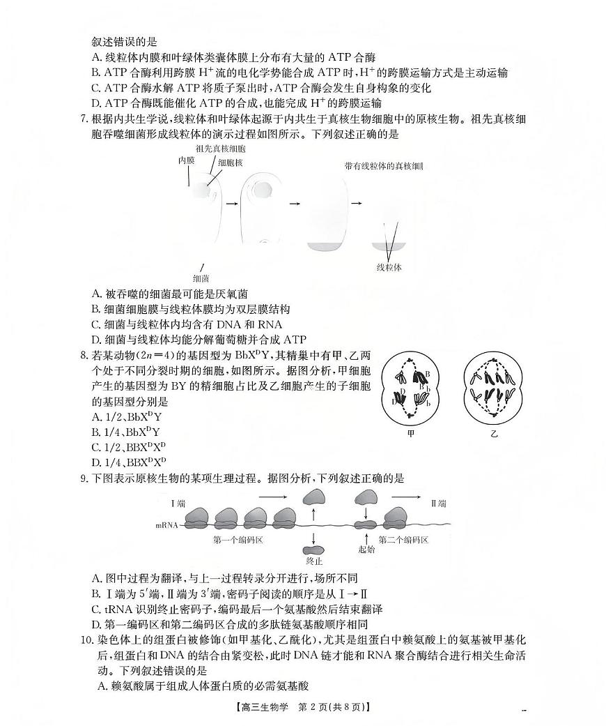 新疆2026届高三上学期12月联考（26-159C）生物试卷+答案第2页