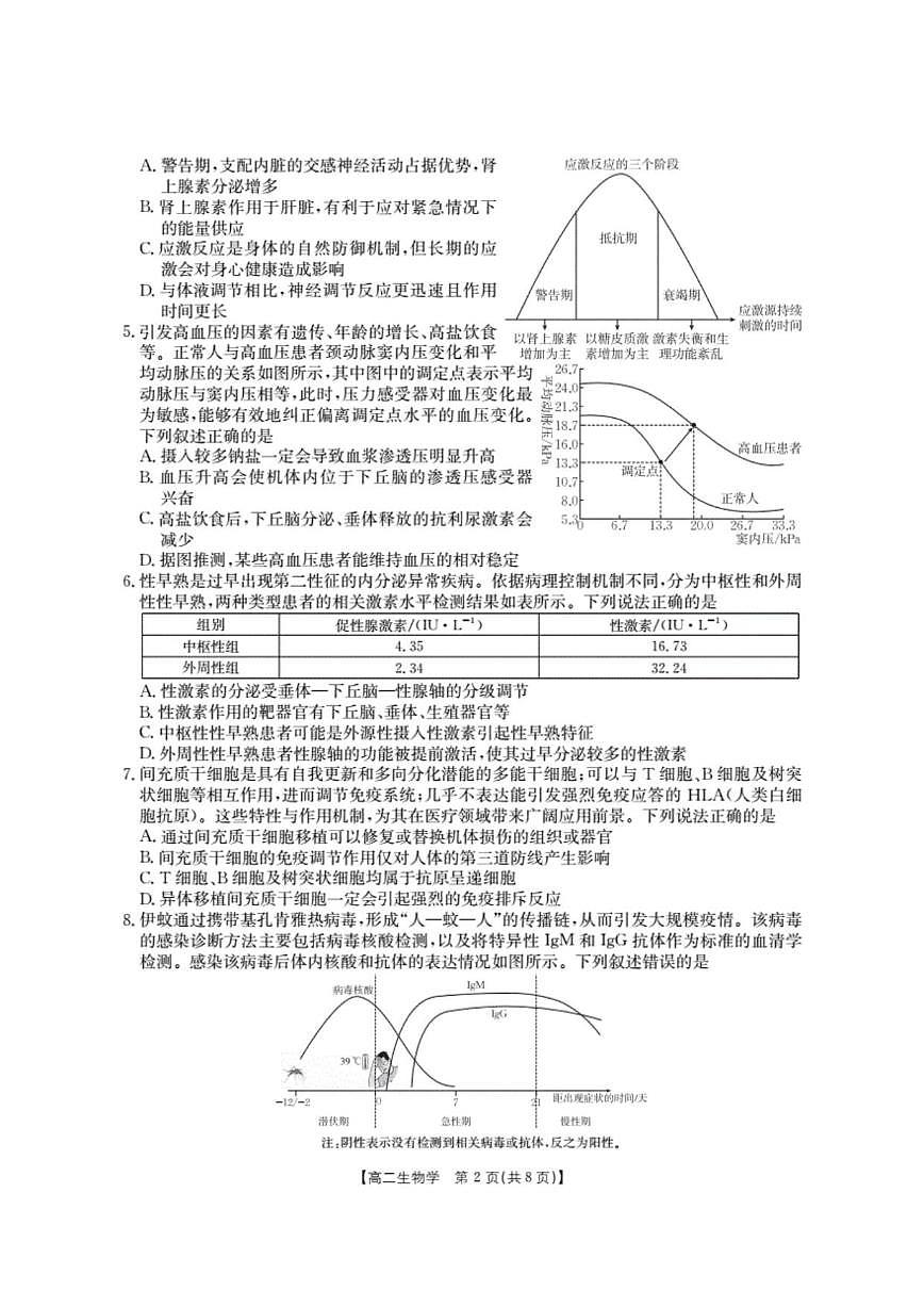 2025-2026学年山东省高二上学期“质量监测”联合调考生物试卷（有解析）第2页