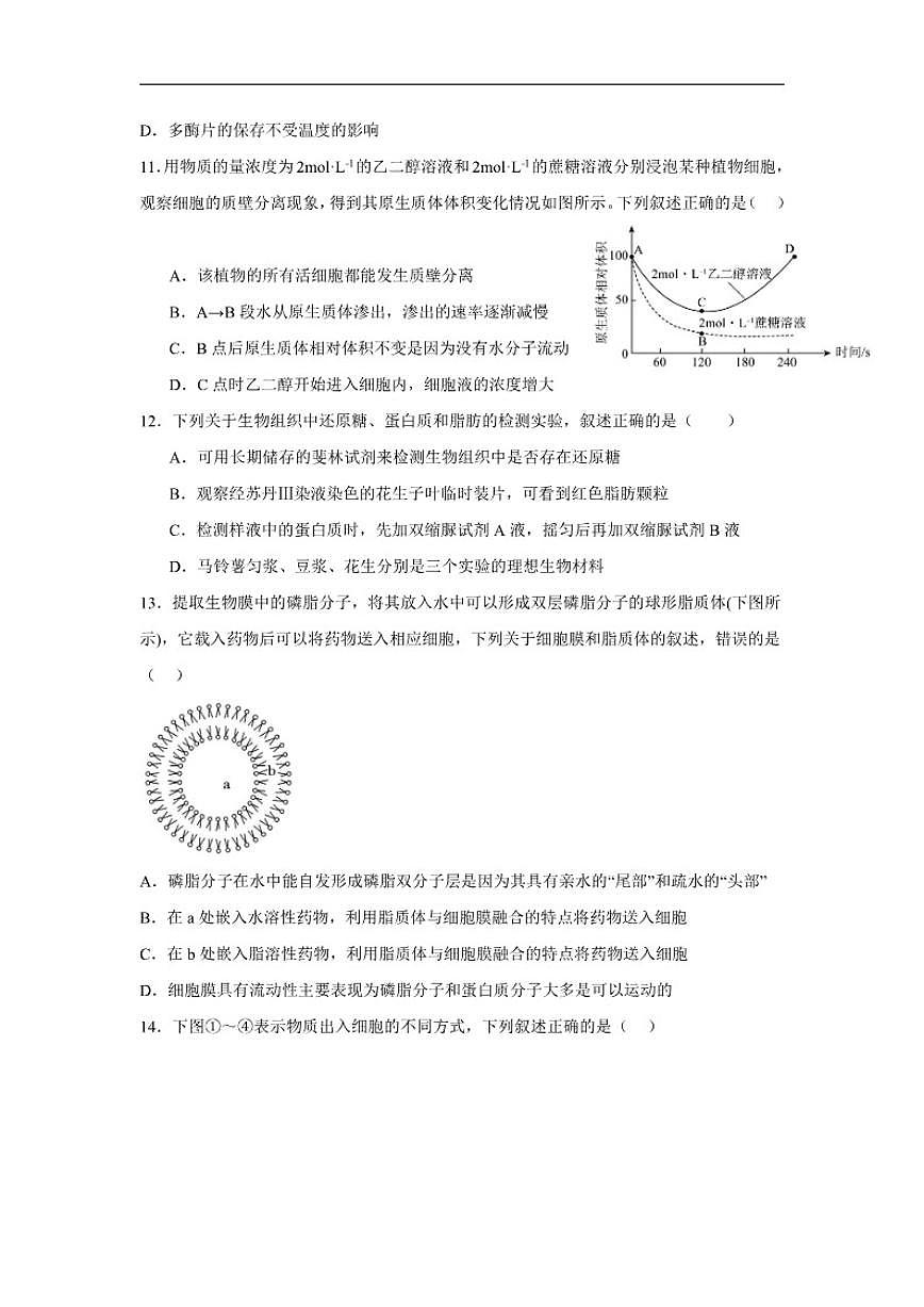 2025-2026学年四川省内江市第一中学高一上学期12月月考生物试题（有答案）第3页