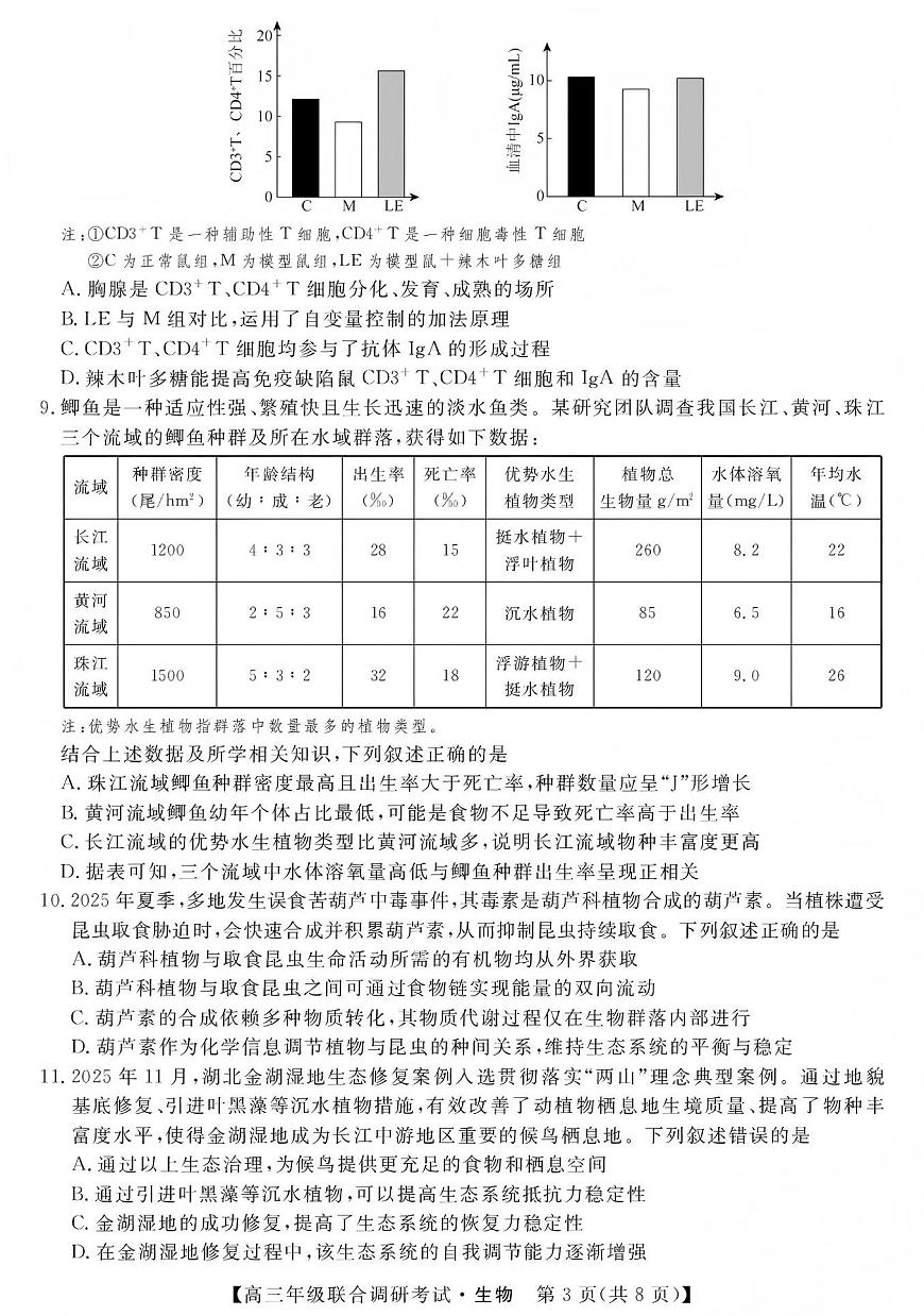 江西创智协作体2026年元月高三联合调研考试生物第3页