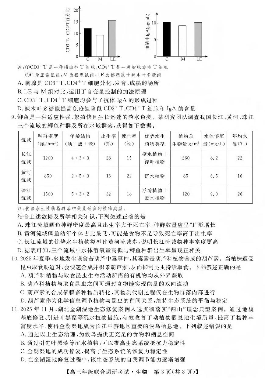 生物丨江西省创智协作体2026届高三上学期1月联合调研考试卷及答案第3页