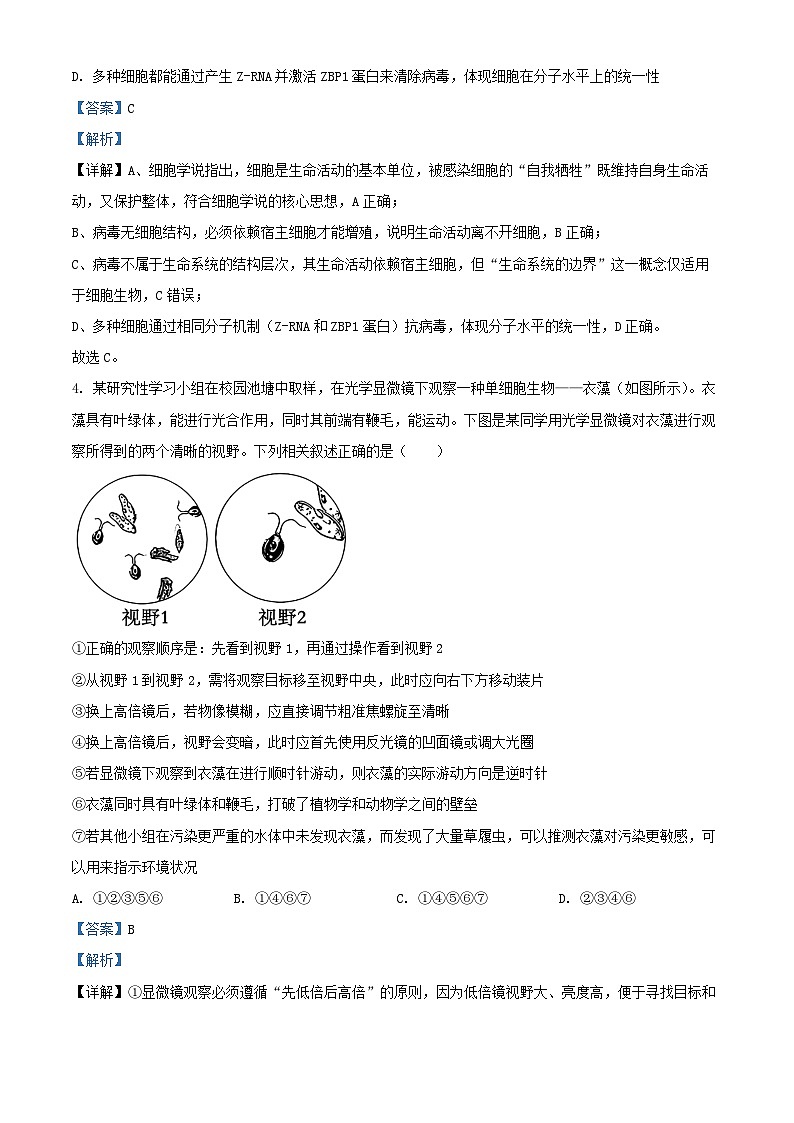 安徽省芜湖市2025_2026学年高一生物上学期11月期中试题含解析_1第3页