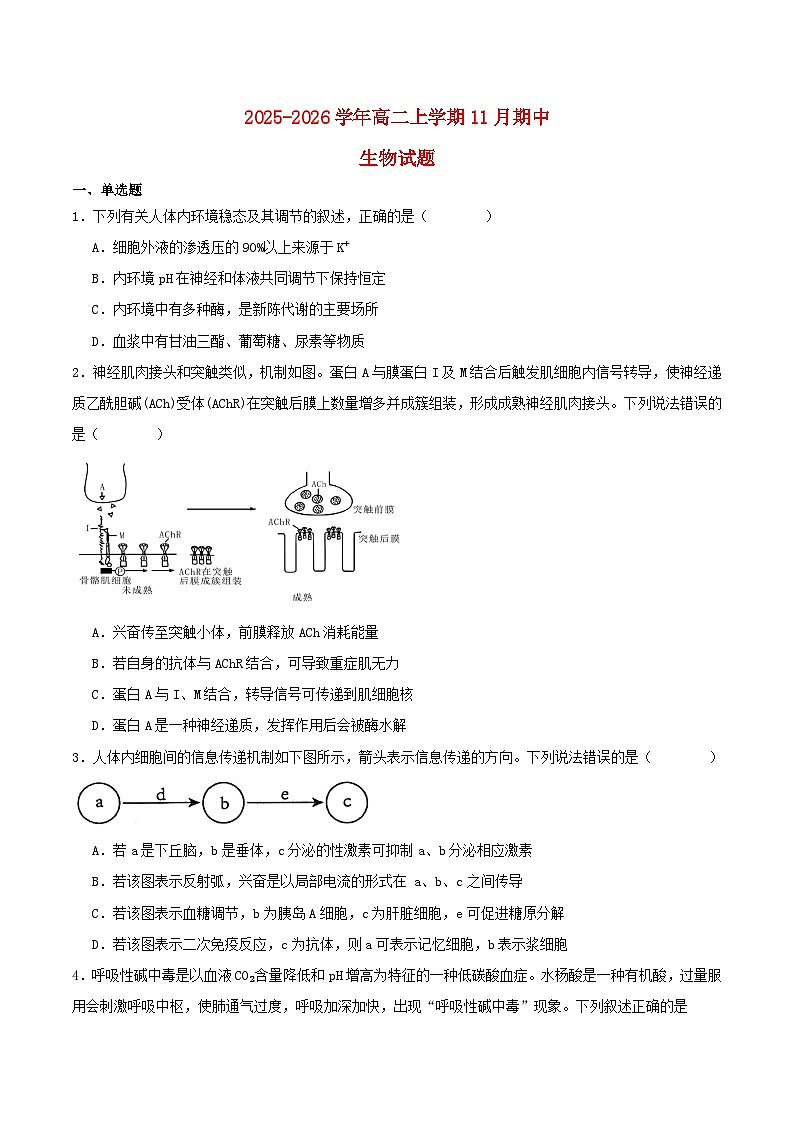 江苏省常州市2025_2026学年高二生物上学期期中测试第1页