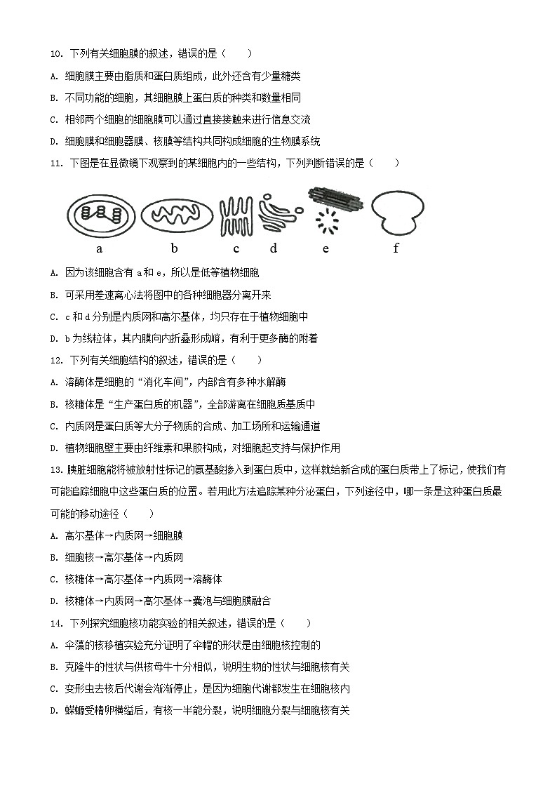 四川省南充市2023_2024学年高一生物上学期期末考试含解析第3页