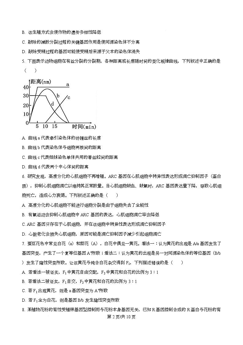 重庆市第一中学校2025-2026学年高三上学期生物周考（一）  Word版无答案第2页