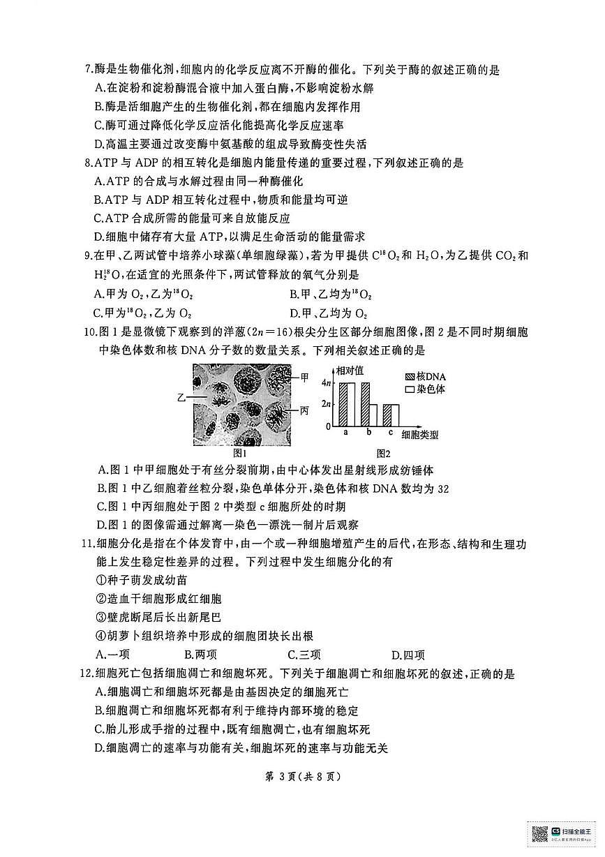 山东省济南市名校联考2025-2026学年高一上学期1月月考生物试题第3页