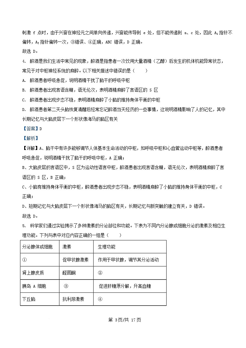 安徽省合肥市2025_2026学年高二生物上学期期中测试试题含解析第3页