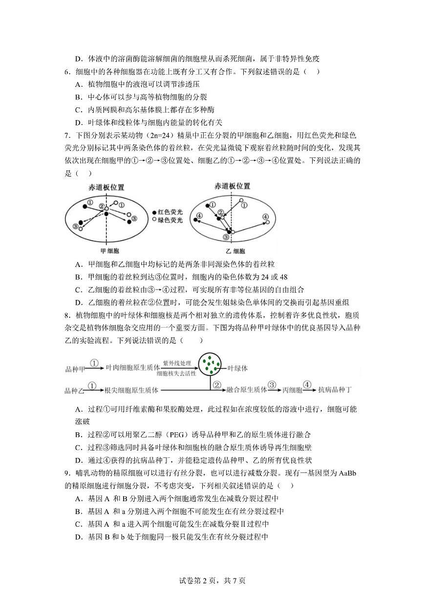 2026届宁夏石嘴山市第一中学高三上学期1月月考生物试卷（含答案）第3页