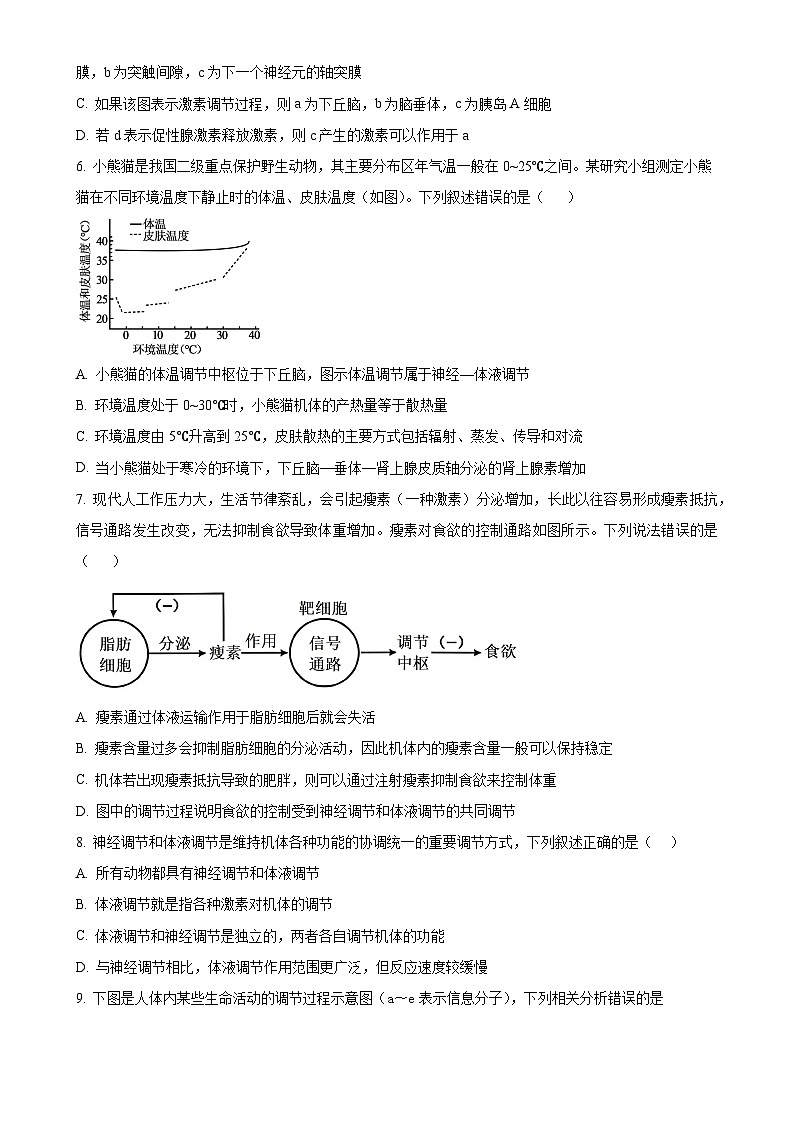 甘肃省武威市凉州区武威第八中学2024-2025学年高二上学期1月期末生物试题（原卷版）-A4第2页