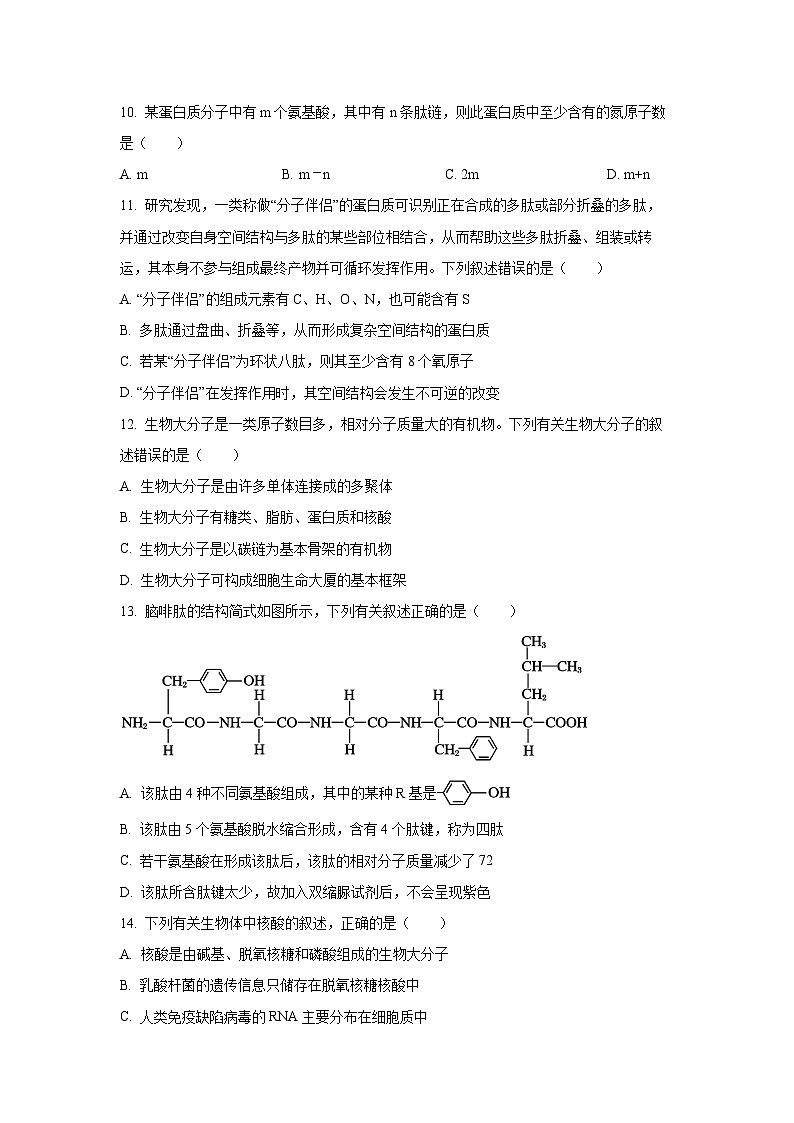 2025-2026学年安徽省皖江名校联盟高一上学期11月期中联考B生物试卷（学生版）第3页