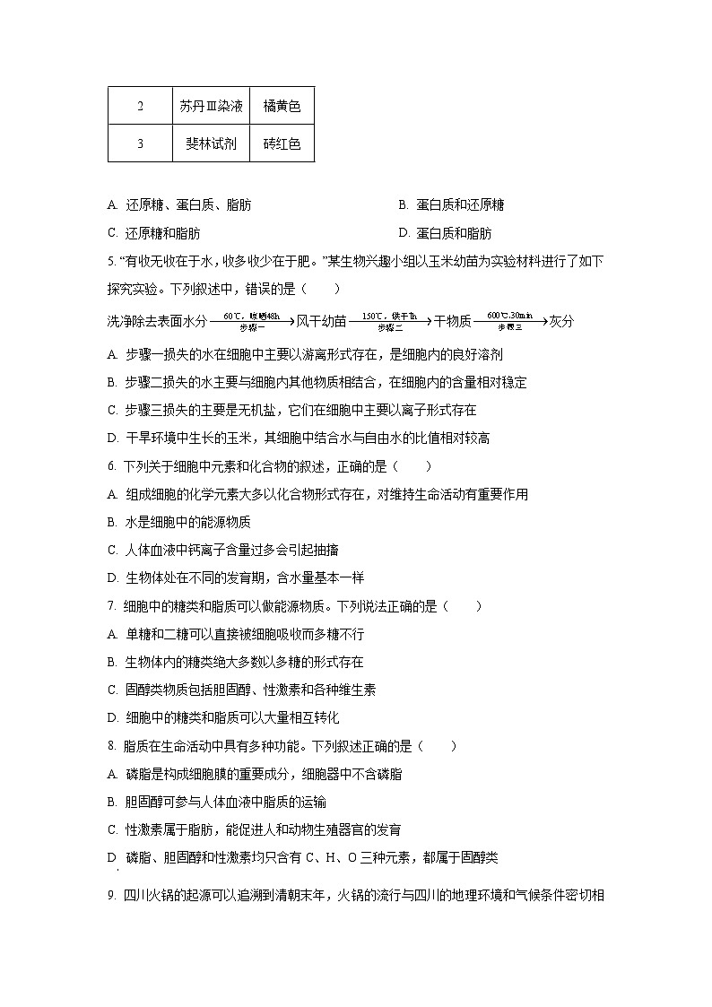 2025-2026学年四川省广安市前锋区高一上学期11月期中生物试卷（学生版）第2页