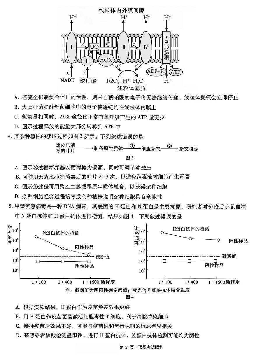 生物-重庆市第八中学校2026届高三上学期1月适应性月考五试卷及答案第2页