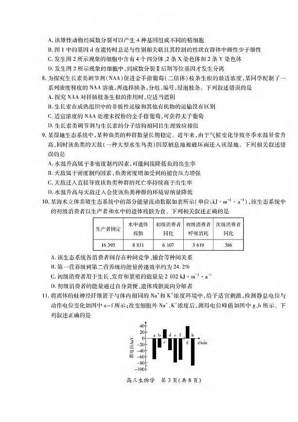 生物丨江西省上进联考2026届高三上学期1月联考试卷及答案第3页