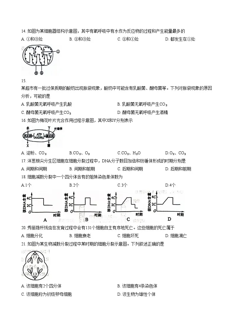 江苏省南京市五校共同体2025_2026学年高二上学期1月学测模拟检测生物试题（文字版，含答案）第3页