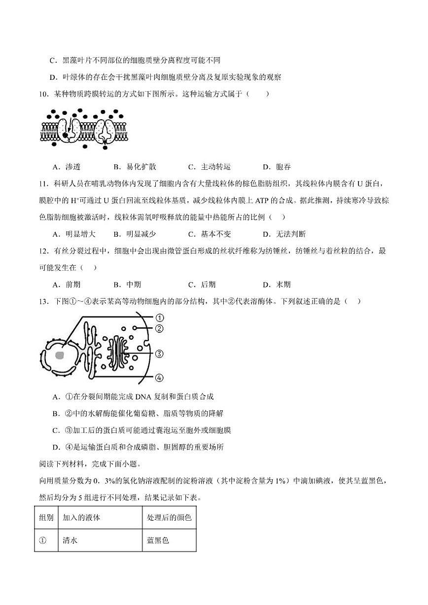 2025-2026学年浙江省名校联合体高一上学期12月份联考生物试卷（有答案）第2页
