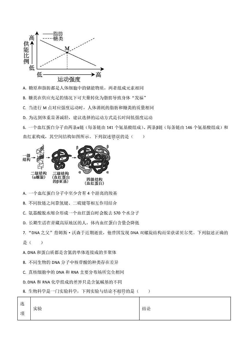 2025-2026学年河南省TOP二十名校高一上学期十二月调研考试生物试卷（有答案）第2页