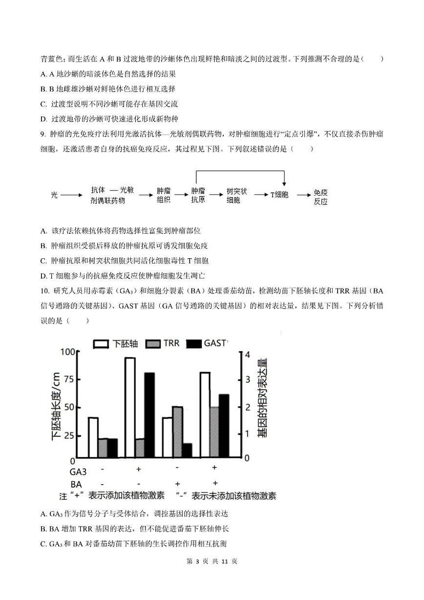 2026届广东省高三上学期月考生物学试卷（有解析）第3页