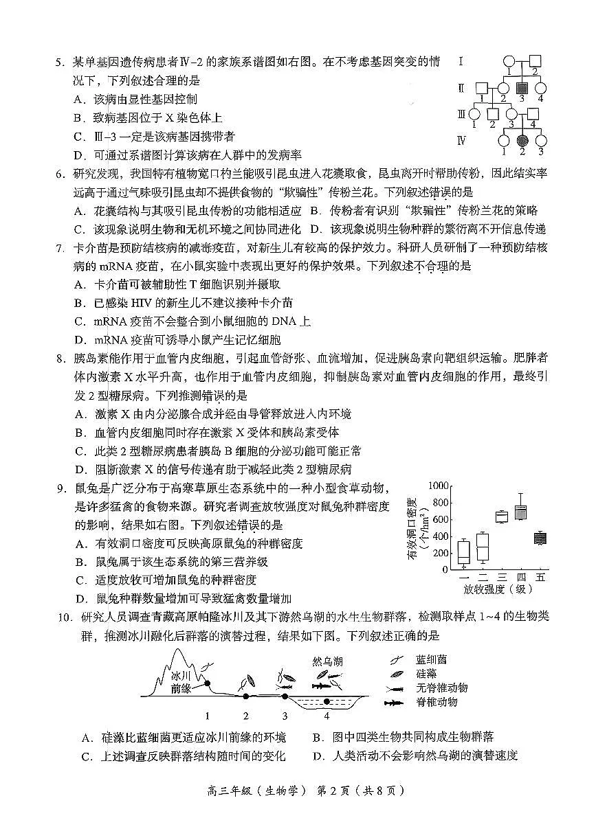 2026北京海淀高三（上）期末生物试卷（教师版）第2页