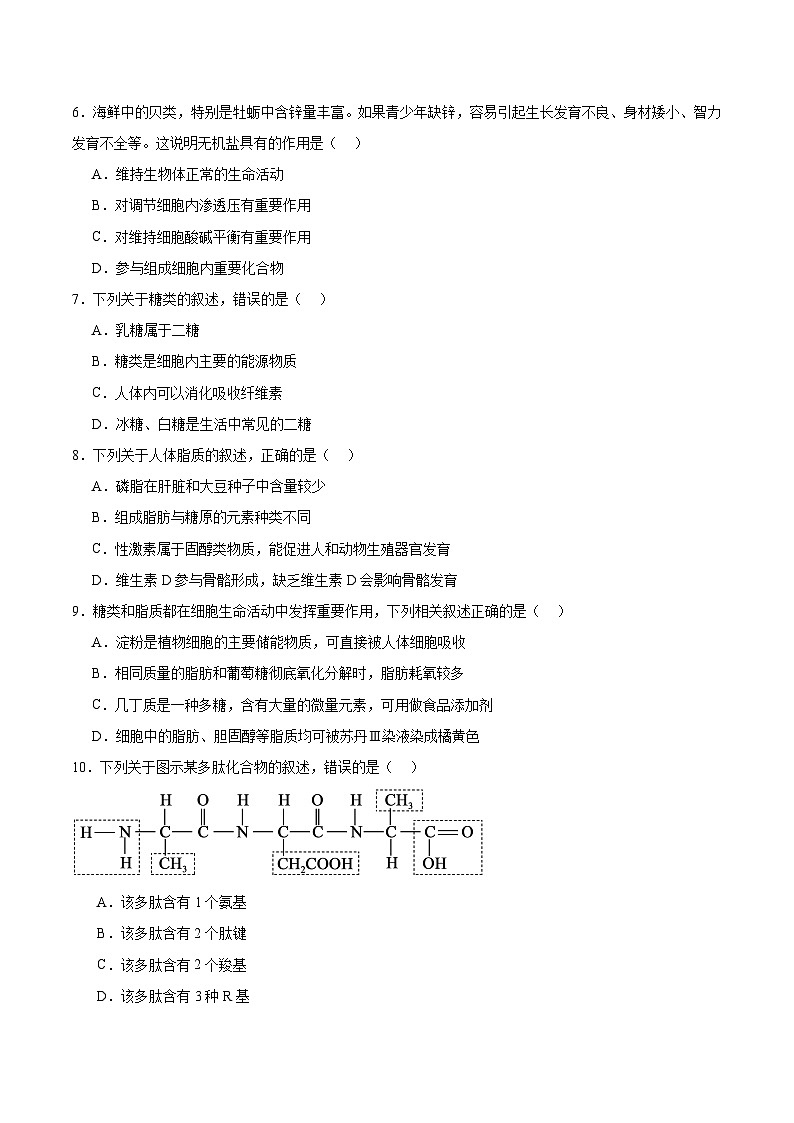 西藏自治区拉萨市2025-2026学年高一上学期期末联考生物试题（Word版附答案）第2页