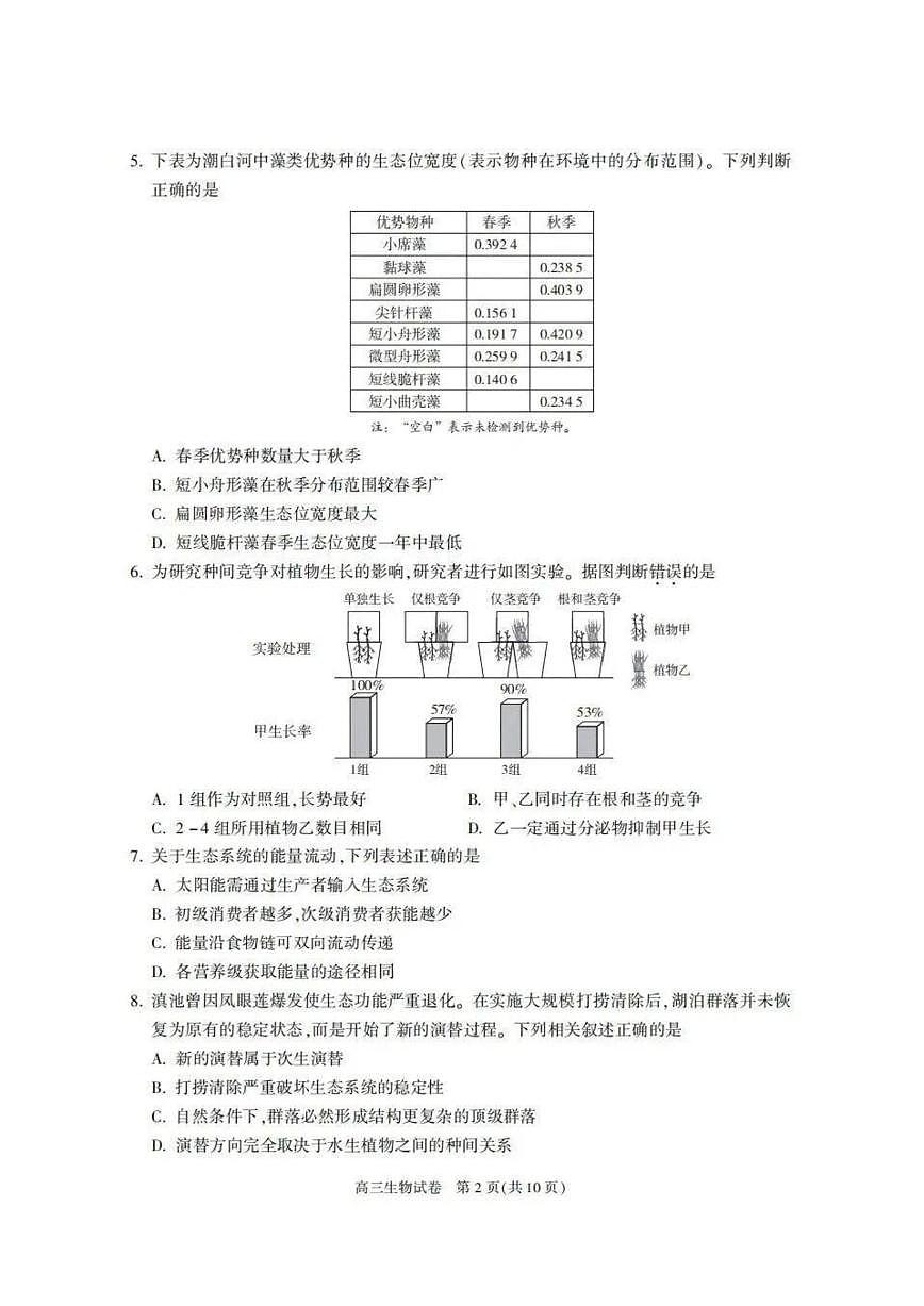 2025-2026学年北京市朝阳区高三上学期1月期末生物试题（无答案）第2页