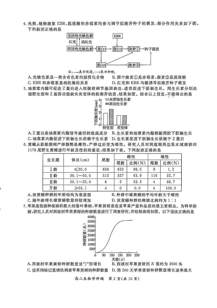 北京市通州区2025—2026学年高二上学期期末考试生物试题第2页