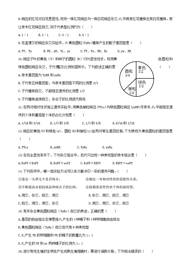 甘肃省张掖市某校2024-2025学年高一下学期期中考试生物试卷（合格）-A4第2页