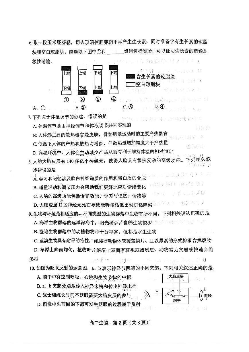 辽宁省葫芦岛市2025-2026学年高二上学期1月期末考试 生物（PDF图片版）（含答案）第2页