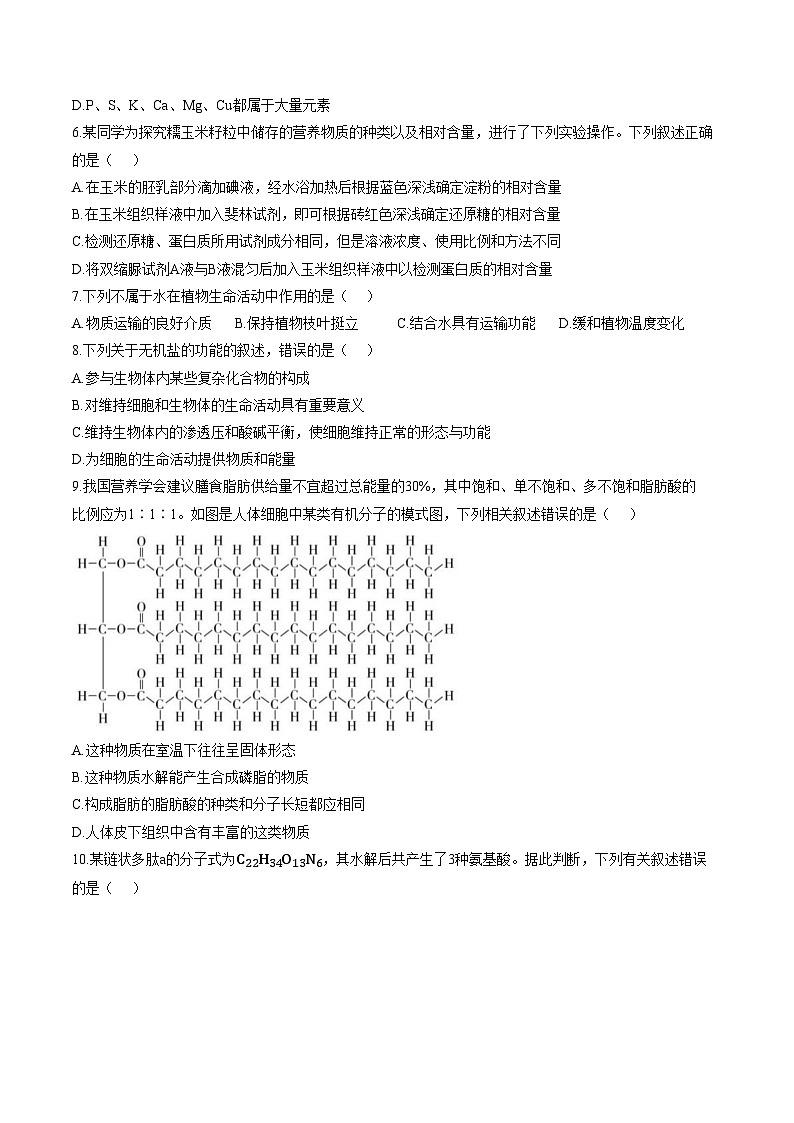 黑龙江省哈尔滨市师范大学附属中学2025_2026学年高一上学期期末考试生物试题（文字版，含答案）第2页