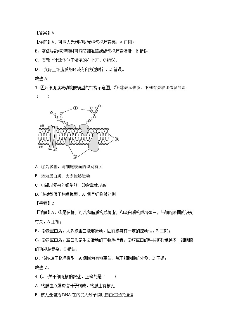 【生物】河北省六校联合体2025-2026学年高一上学期期中考试试题（解析版）第2页
