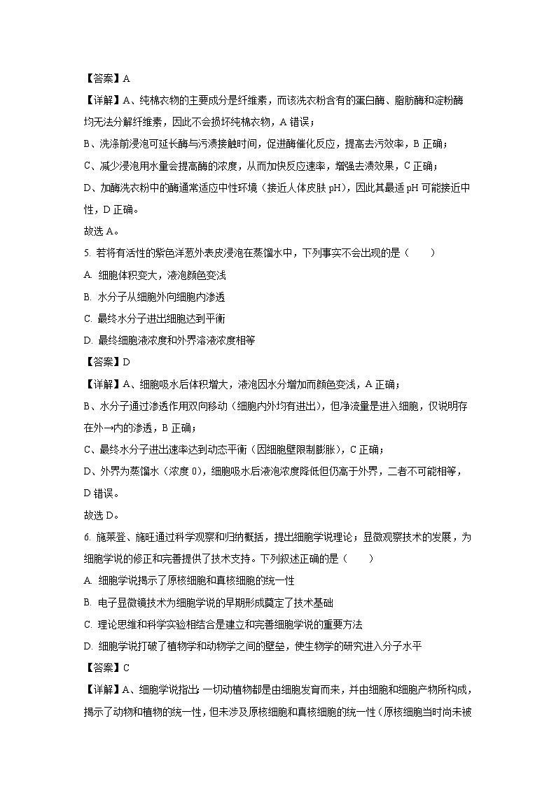 【生物】河南省漯河临颍县博雅学校2025-2026学年高一上学期期中考试试题（解析版）第3页